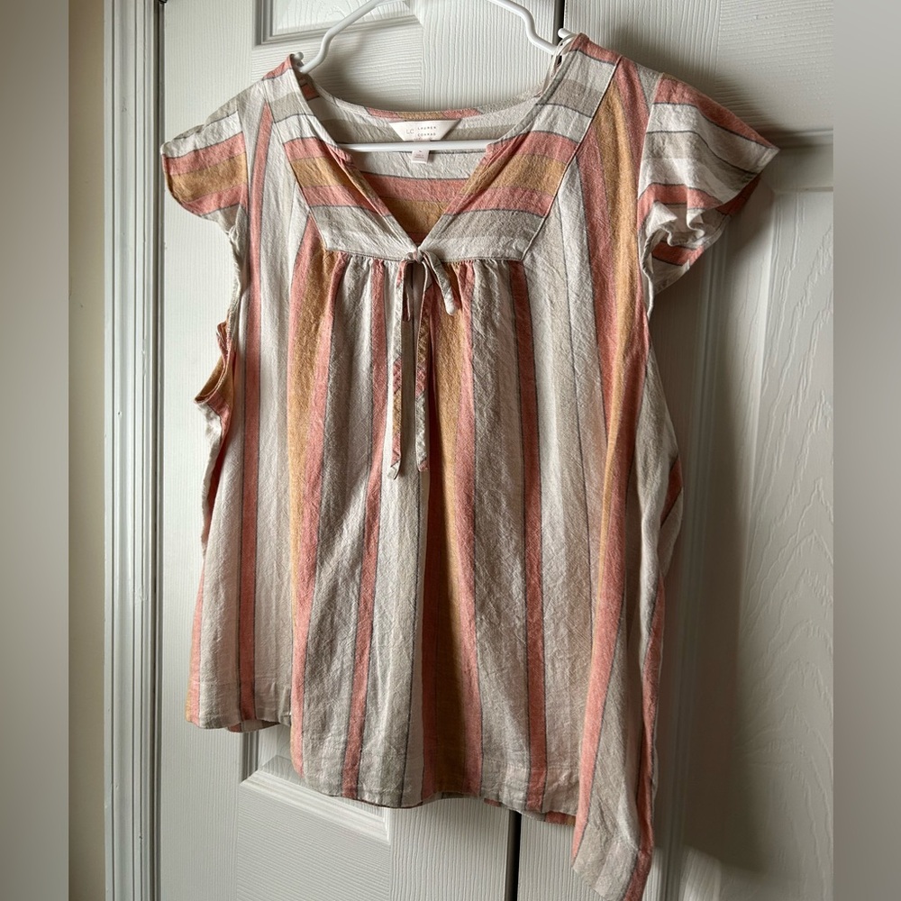 Pastel Striped Short Sleeve Blouse